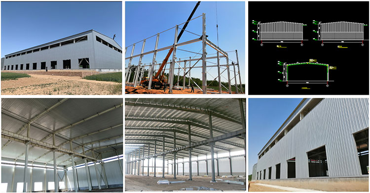 Almacén de material de estructura de acero de construcción prefabricada moderna