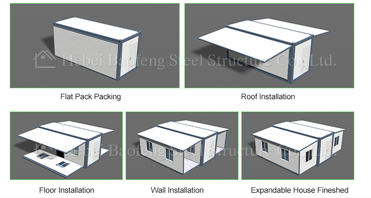 Casa contenedor expandible Baofeng, casas pequeñas expandibles prefabricadas